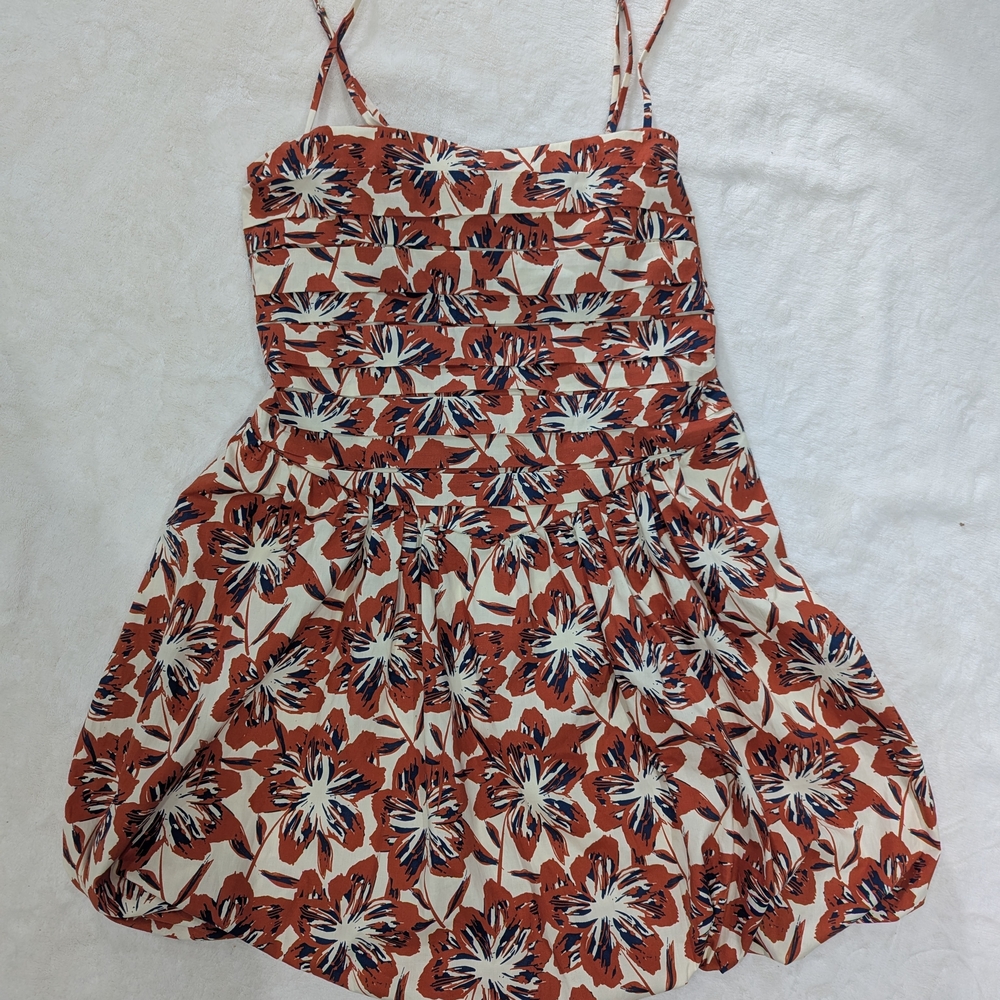 City Studio Floral Mini Bubble Dress - Orange Navy and White